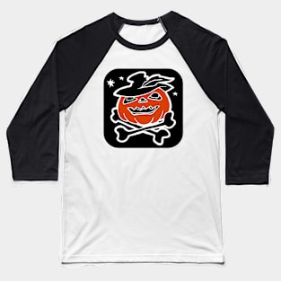 Scary Halloween pumpkin monster face head. Baseball T-Shirt